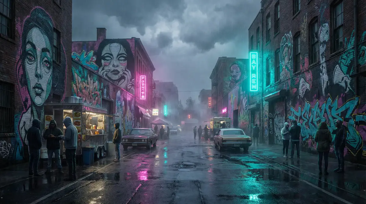 漫蛙漫画(网页直接入口) - 雨夜壁画街